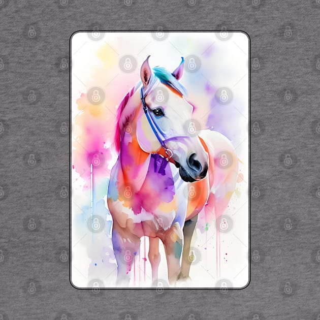 Horse Watercolor Portrait 1 by Hilltop Pixel